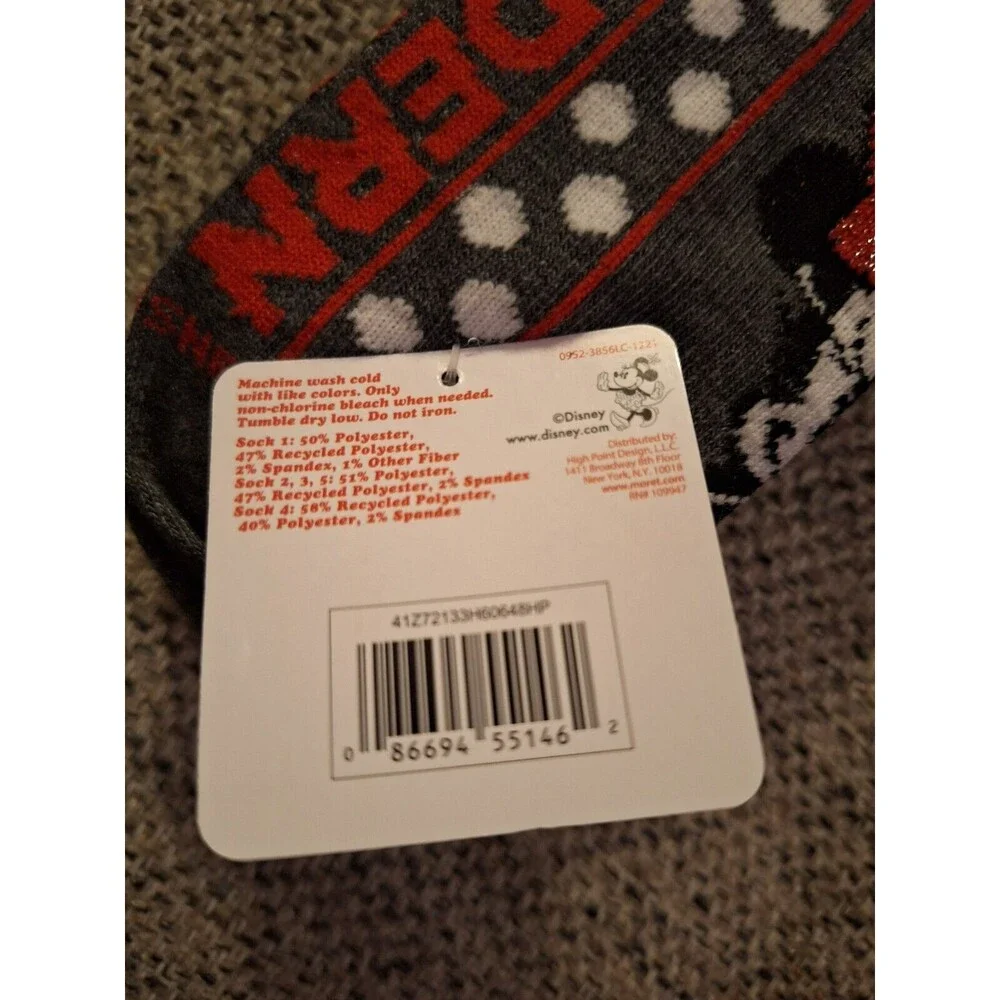 Girls Toddler Minnie Mouse Socks, Shoe Size 7-3.5‎ 5 Pair Ankle High NEW